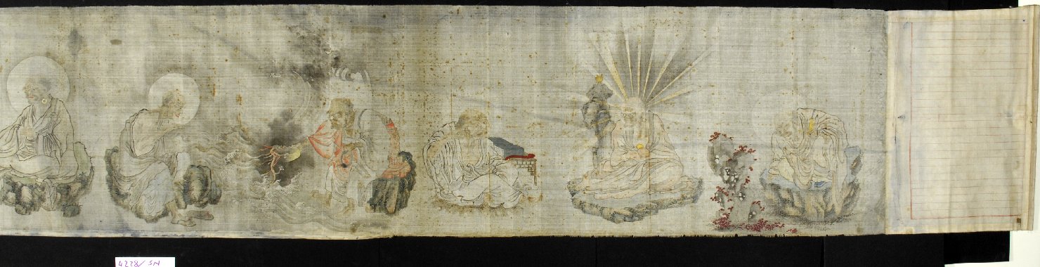 i Sedici Arhat, figura maschile di anziano (dipinto) - ambito cinese (inizio sec. XIX)