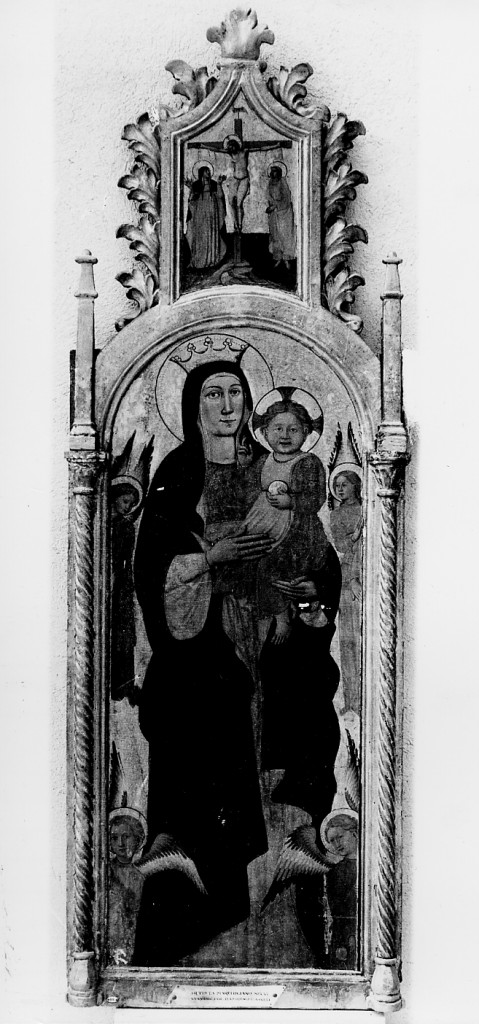 Madonna con Bambino e Crocifissione (dipinto) di Giovanni Antonio da Pesaro (attribuito) (seconda metà sec. XV)