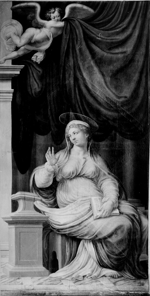 Maria annunciata (dipinto) di Cardone Paolo (attribuito) (sec. XVI)