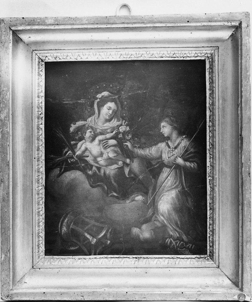 Madonna con Bambino e Santa (dipinto) di Bonifazi Anton Angelo (attribuito) (sec. XVIII)