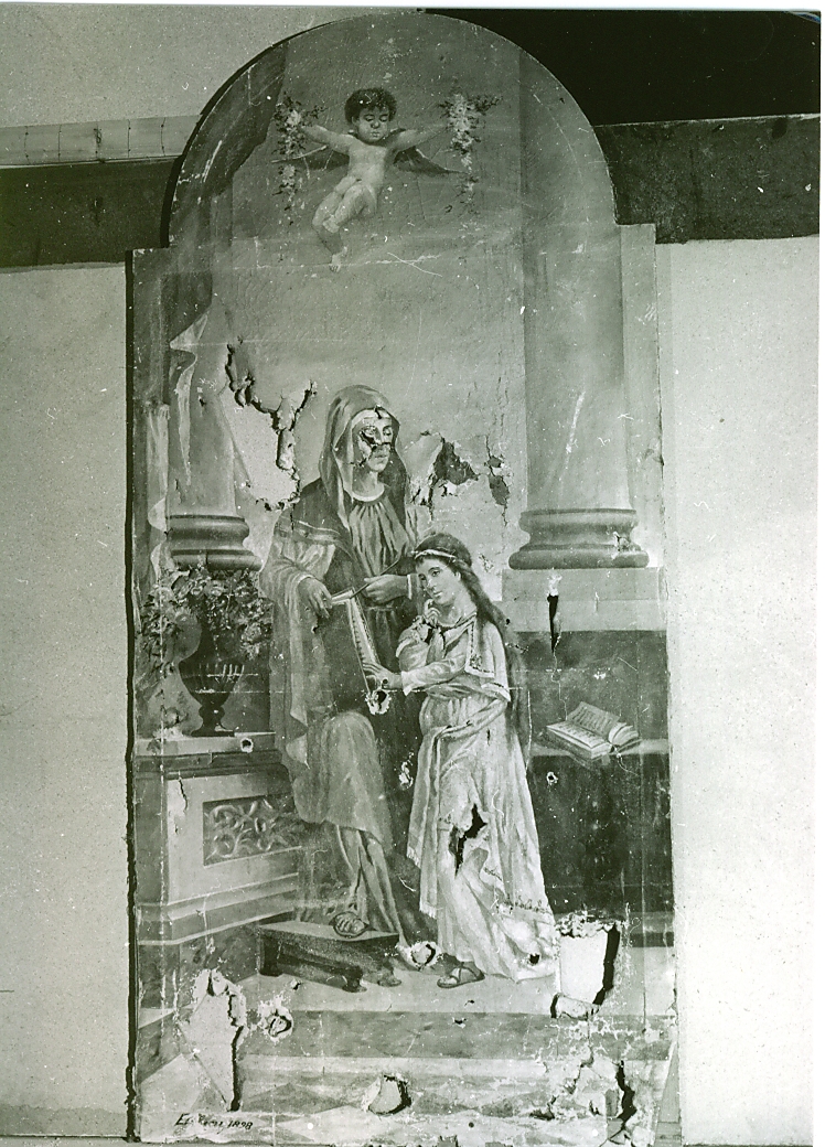 MADONNA CON SANTI E CHERUBINI (dipinto, opera isolata) di De Benedictis Francesco Maria (sec. XIX)
