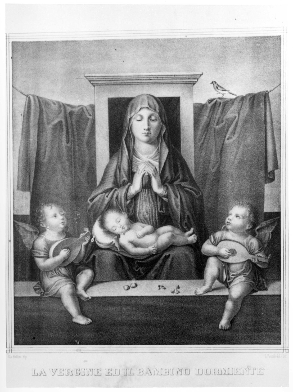 Madonna con Bambino e angeli (stampa, elemento d'insieme) di Bellini Giovanni, Pascoli Luigia (prima metà sec. XIX)