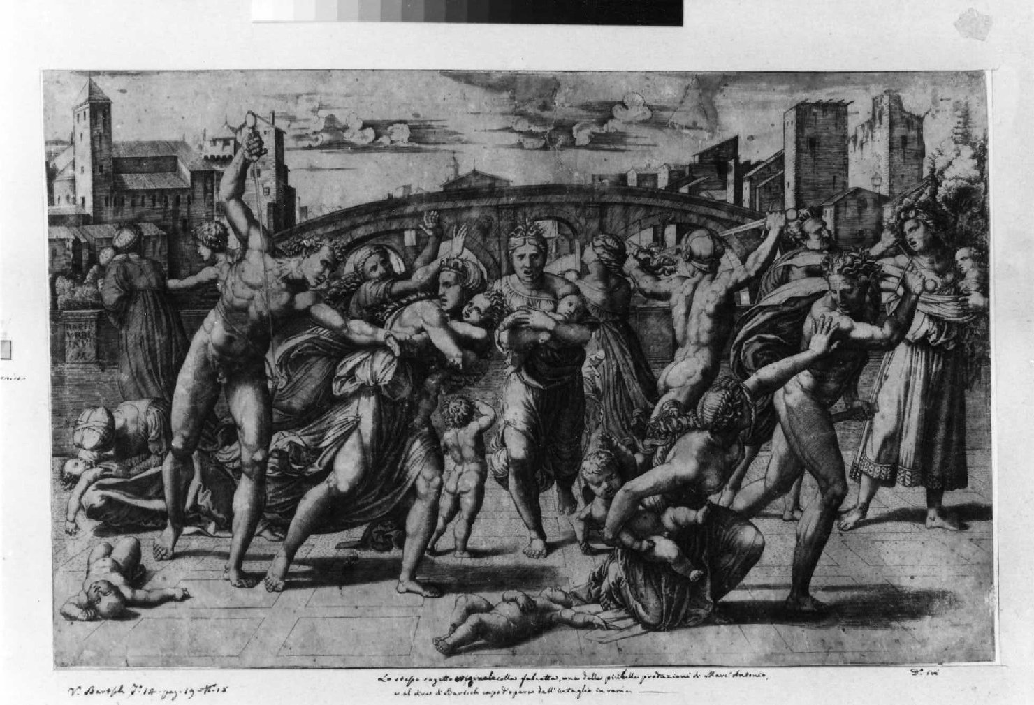 strage degli innocenti (stampa smarginata) di Raimondi Marcantonio, Sanzio Raffaello (sec. XVI)