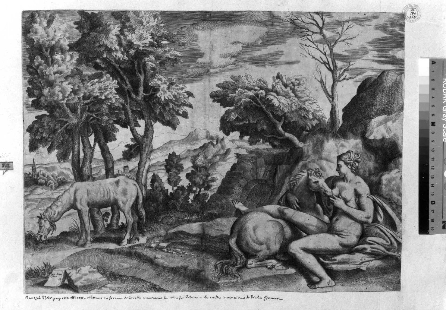 Saturno e Filira (stampa smarginata) di Giulio Romano, Bonasone Giulio (sec. XVI)