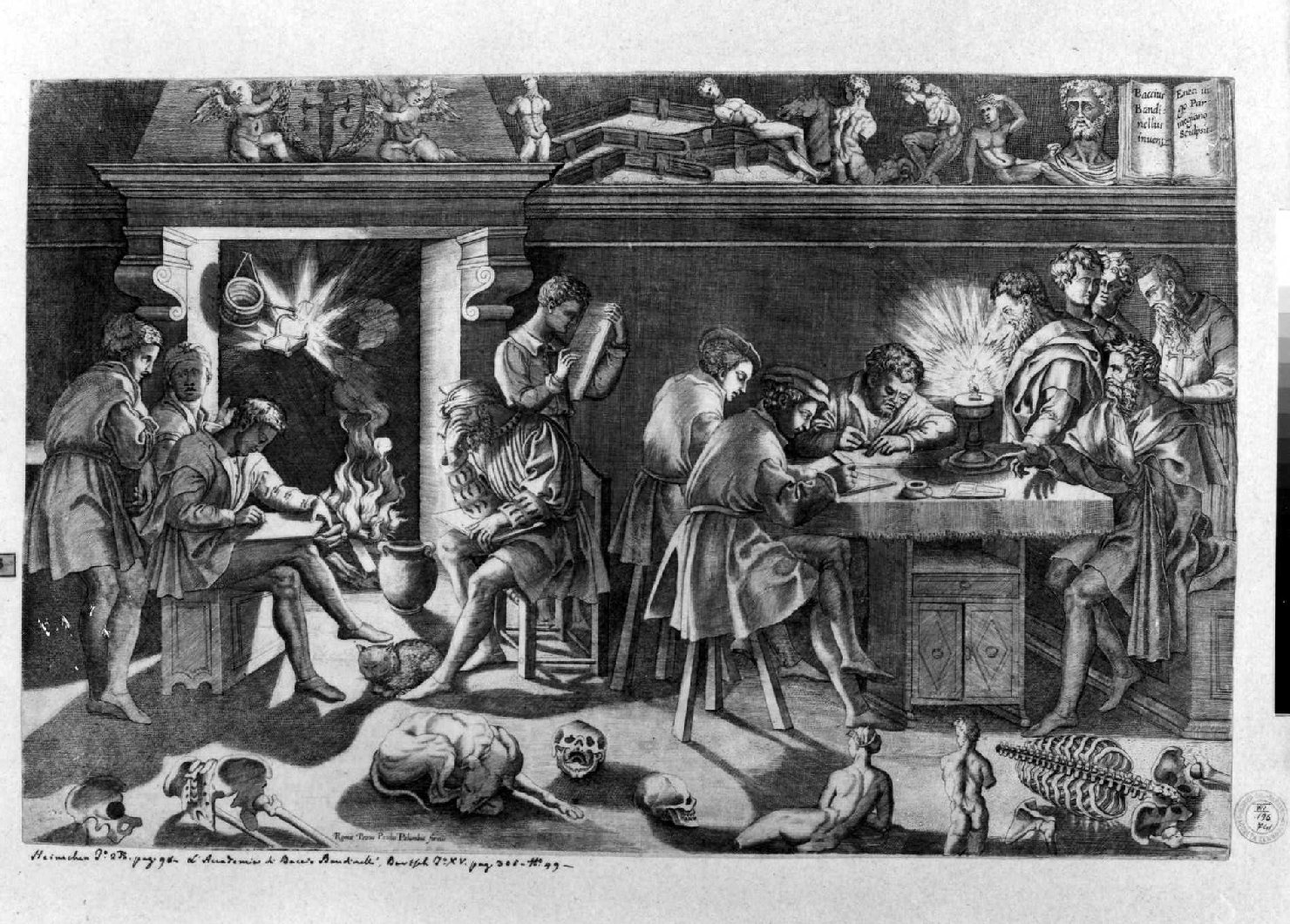 accademia di disegno (stampa smarginata) di Vico Enea, Baccio Bandinelli (sec. XVI)