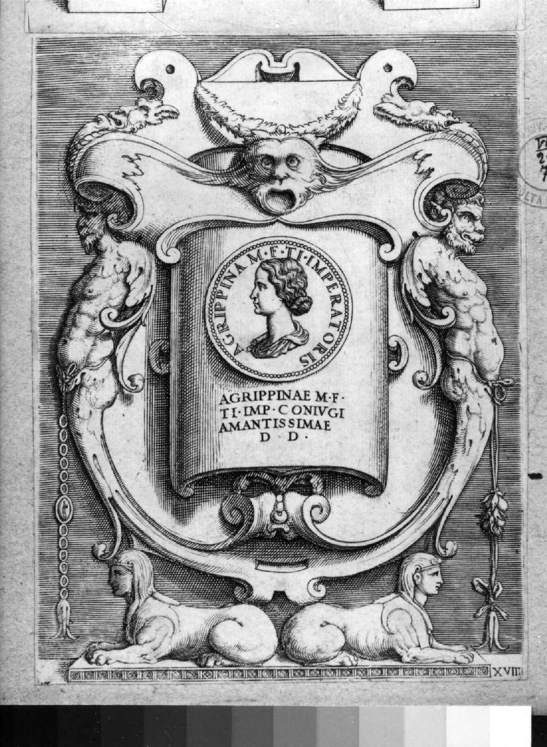 medaglia con ritratto di Agrippina (stampa smarginata) di Vico Enea (sec. XVI)