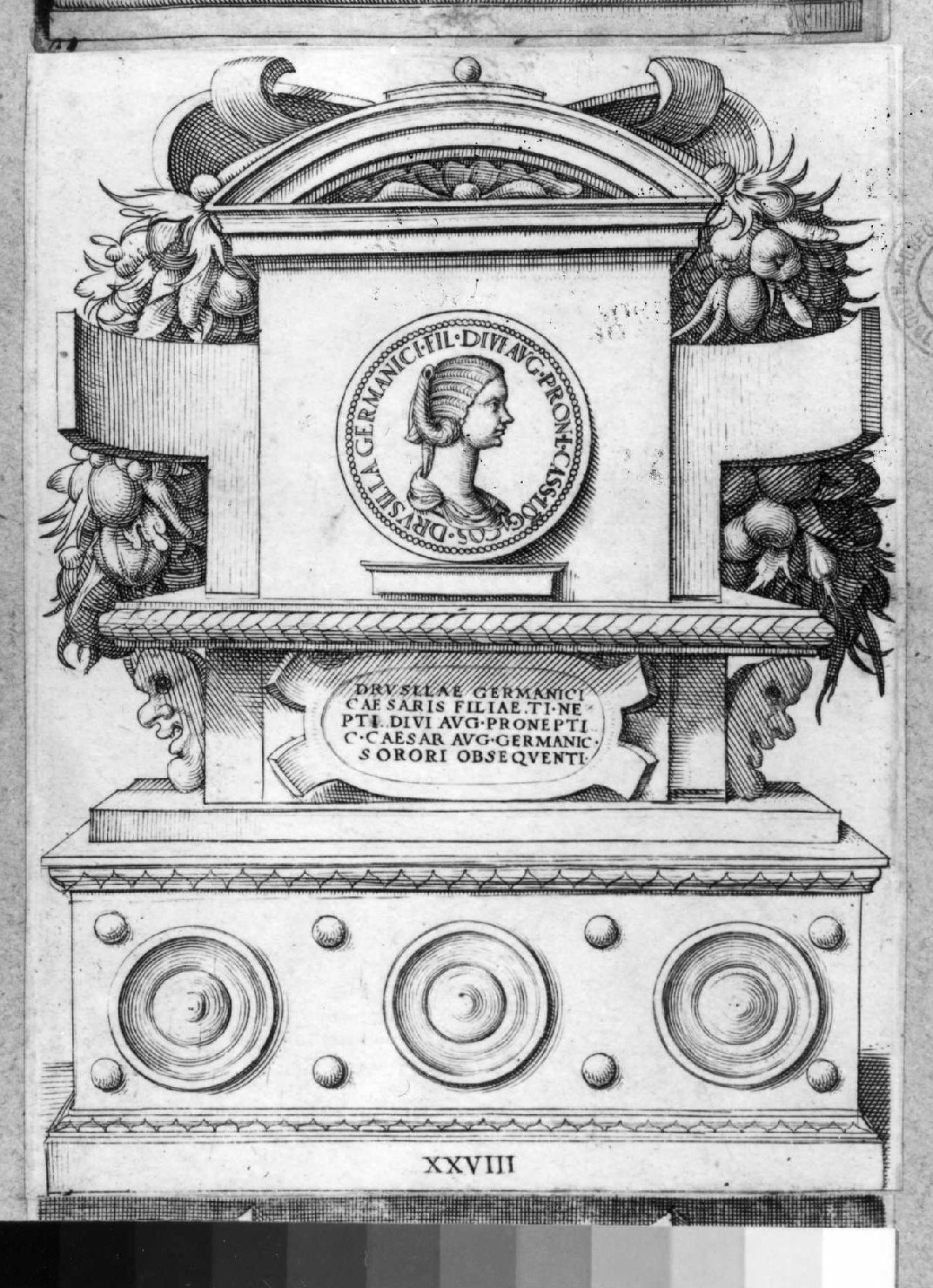 medaglia con ritratto di Drusilla (stampa smarginata) di Vico Enea (sec. XVI)