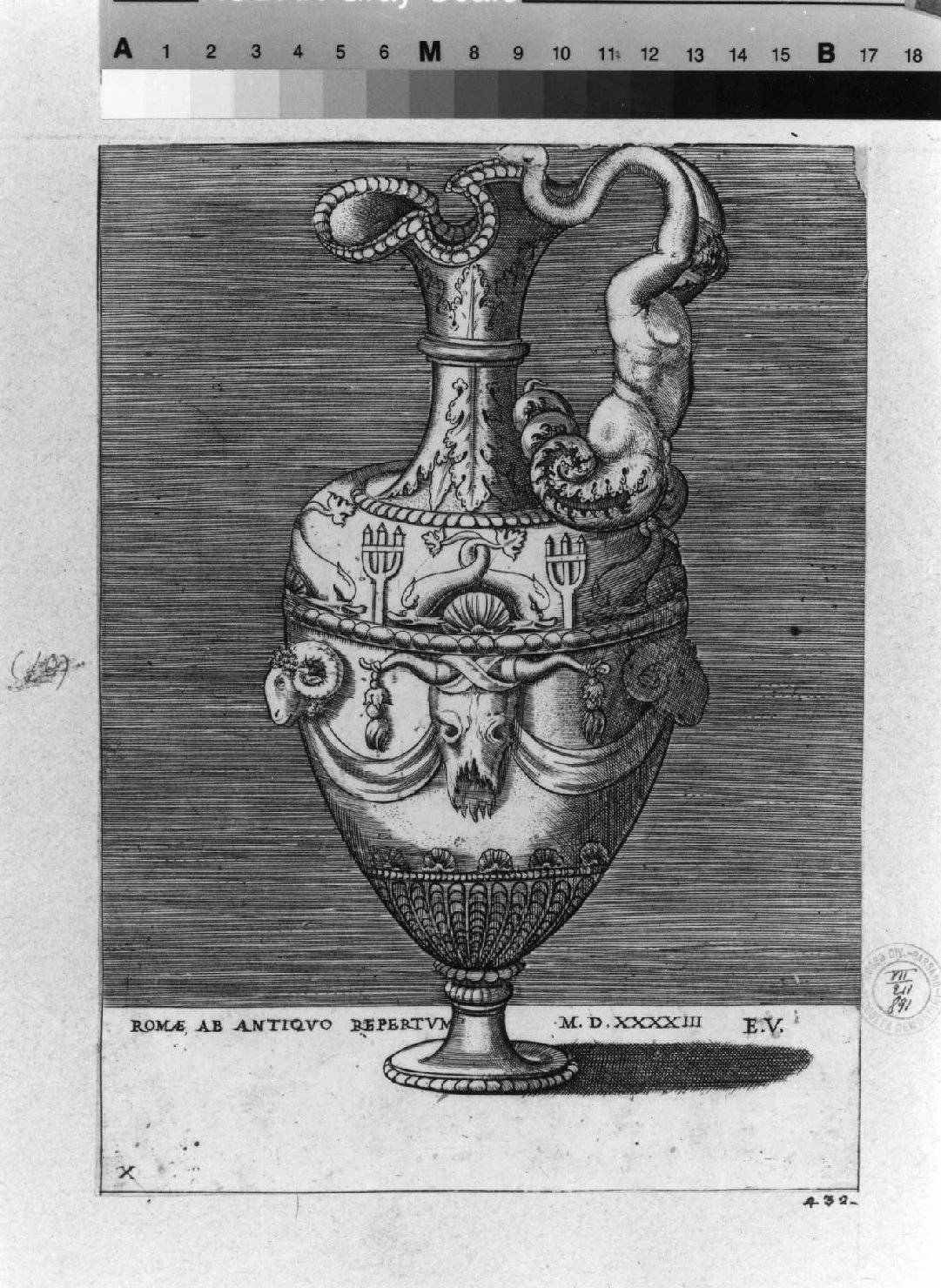 vaso (stampa smarginata, serie) di Polidoro da Caravaggio (attribuito), Vico Enea (sec. XVI)