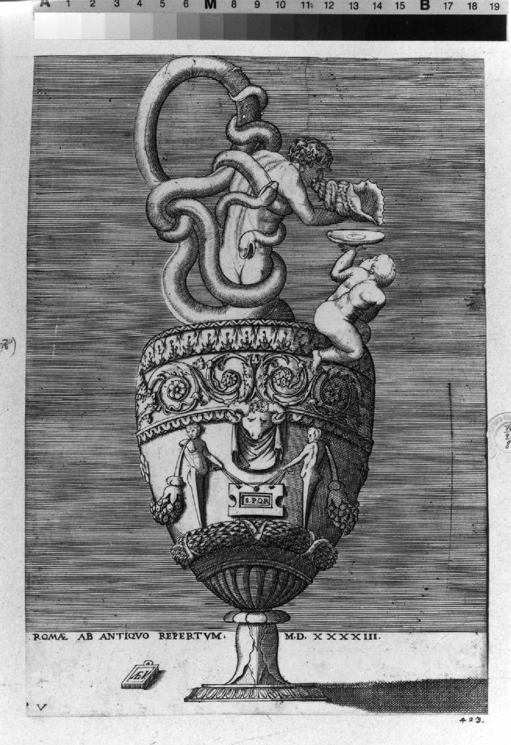 vaso (stampa smarginata, serie) di Polidoro da Caravaggio (attribuito), Vico Enea (sec. XVI)