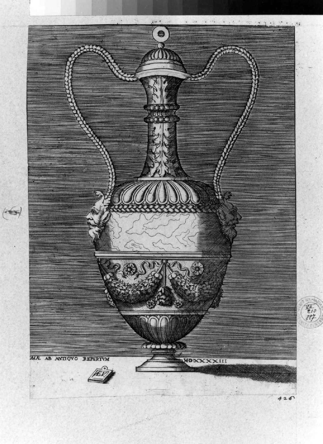 vaso (stampa smarginata, serie) di Polidoro da Caravaggio (attribuito), Vico Enea (sec. XVI)