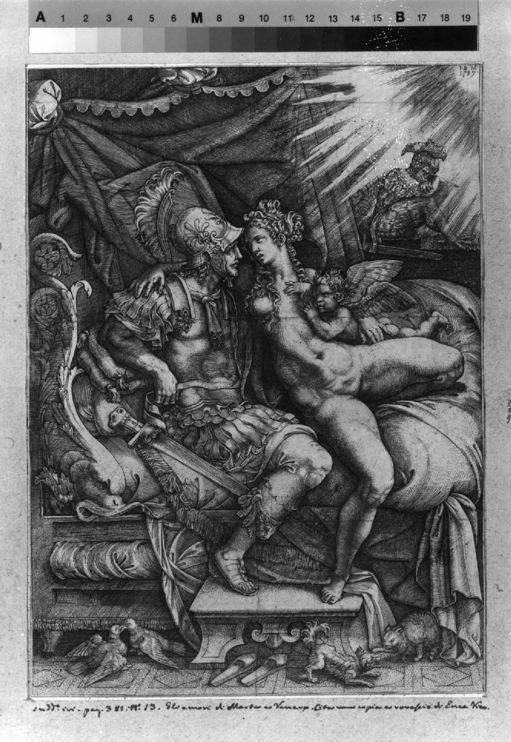 Marte e Venere con Cupido (stampa smarginata) di Scultori Giovanni Battista (sec. XVI)