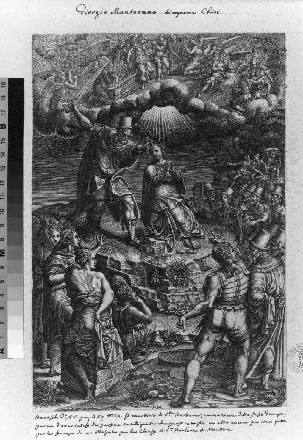 decapitazione di Santa Barbara (stampa smarginata) di Ghisi Giorgio, Brusasorci Domenico (sec. XVI)