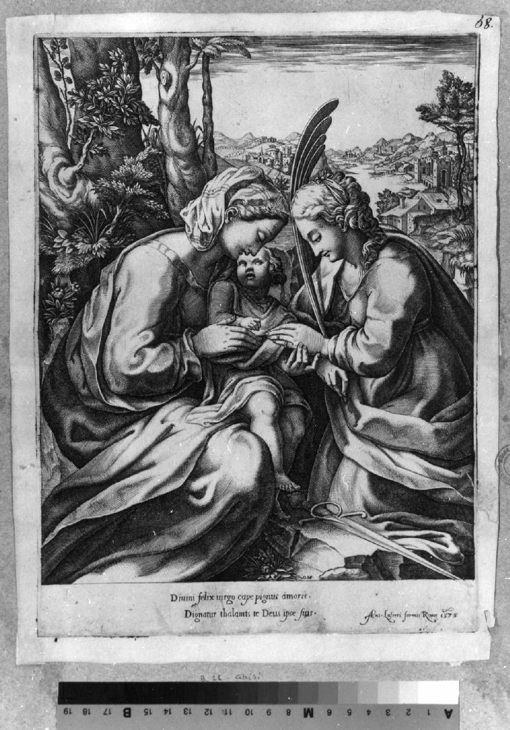 matrimonio mistico di Santa Caterina d'Alessandria (stampa) di Ghisi Giorgio, Correggio (sec. XVI)
