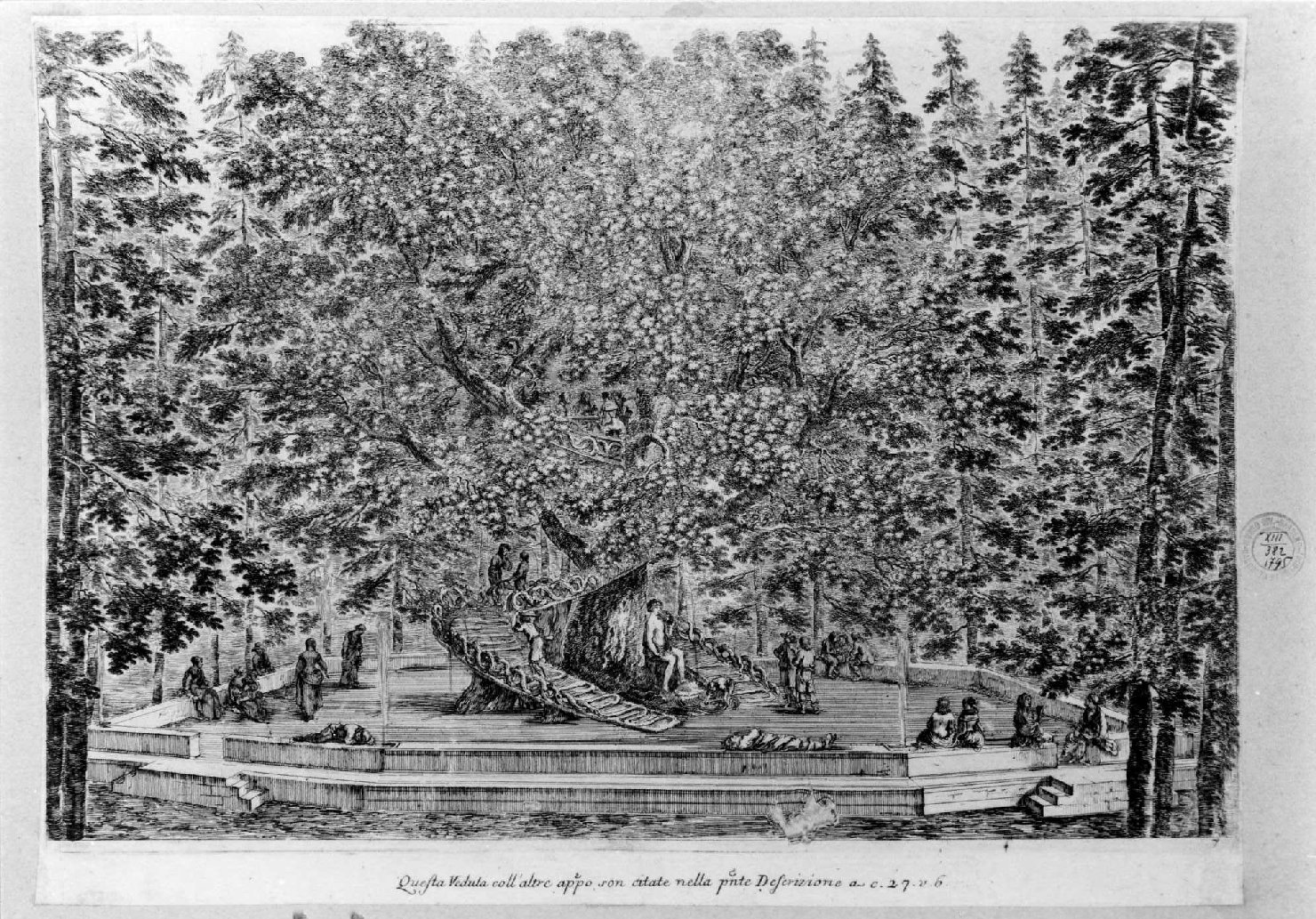 veduta della Villa Medici a Pratolino (stampa smarginata, serie) di Della Bella Stefano (sec. XVII)