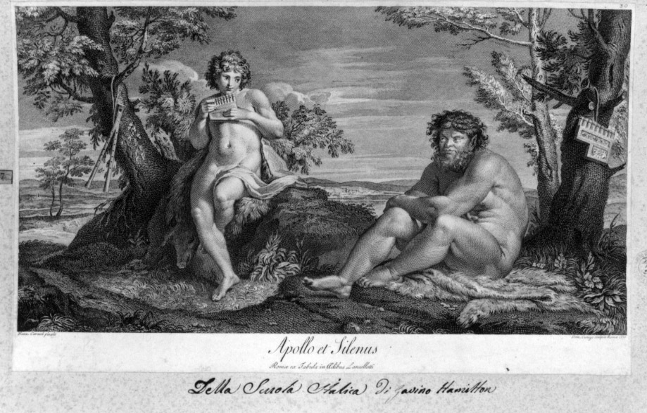 Apollo e Sileno (stampa smarginata, serie) di Carracci Annibale, Cunego Domenico (sec. XVIII)