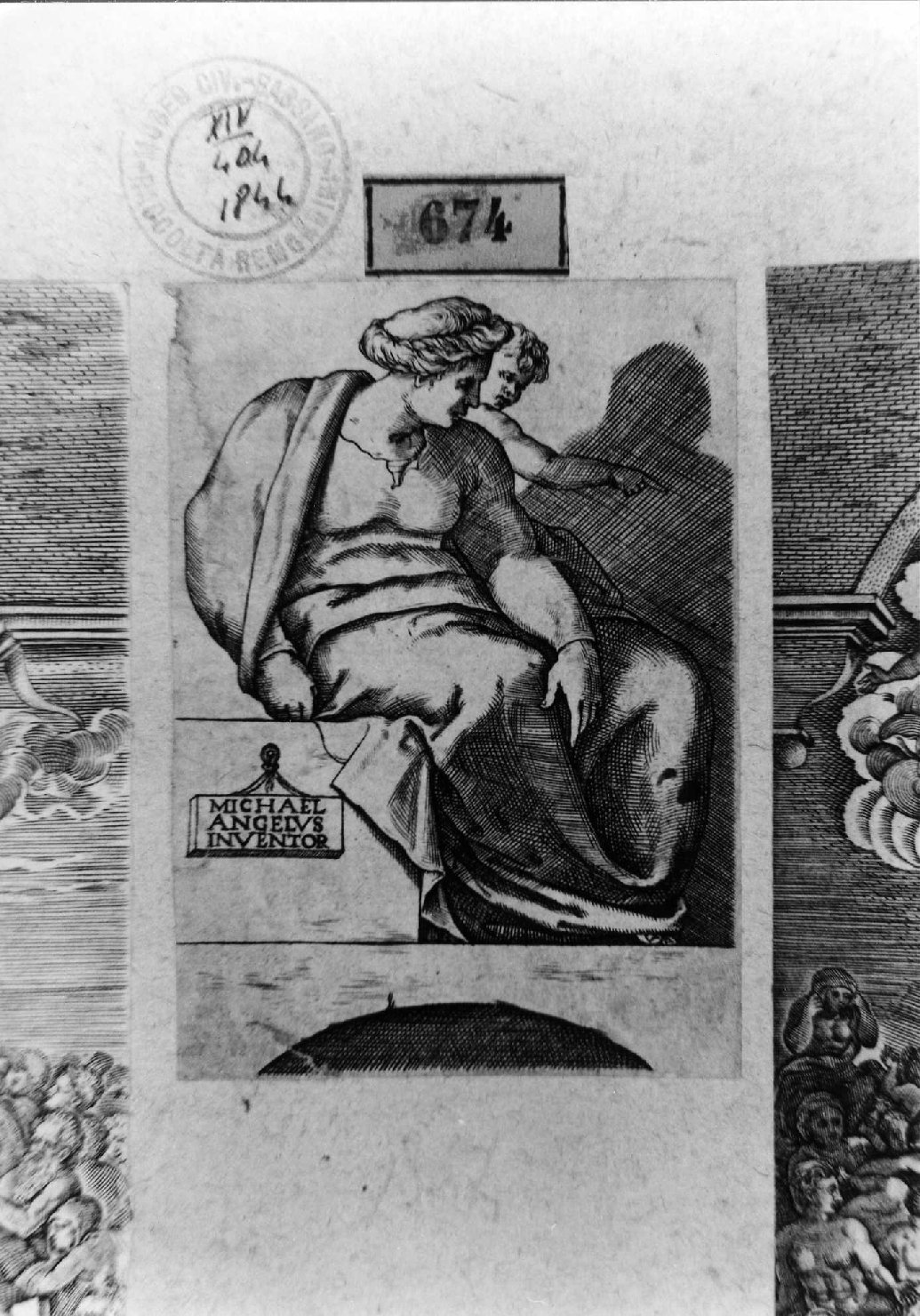 Joatham e Achaz (stampa smarginata) di Buonarroti Michelangelo - ambito romano (sec. XVI)
