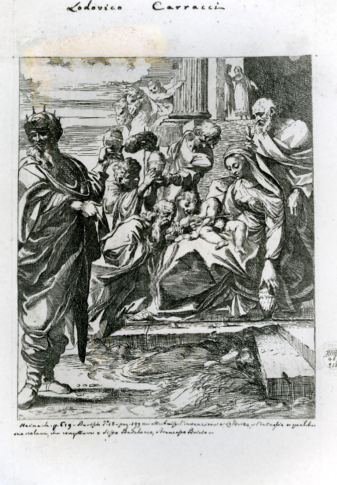 adorazione dei Re Magi (stampa smarginata) di Carracci Ludovico, Maratta Carlo (sec. XVIII)