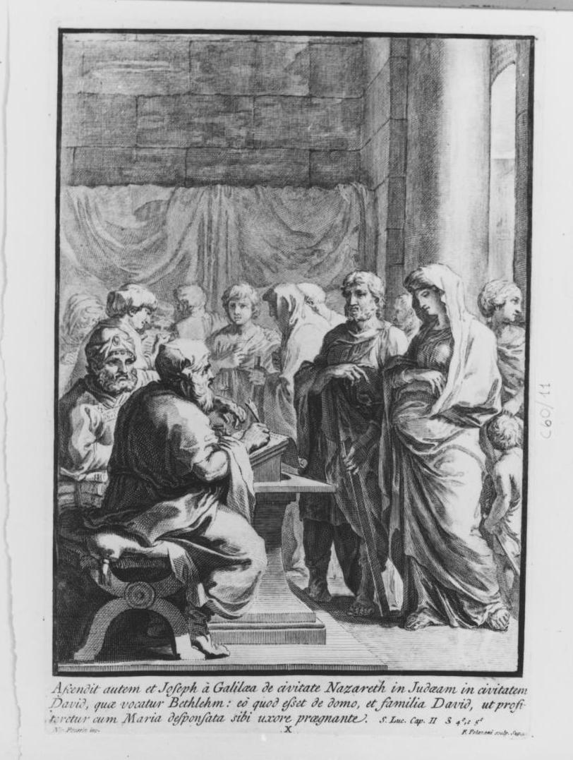 viaggio a Betlemme (stampa, elemento d'insieme) di Poussin Nicolas, Polanzani Francesco (sec. XVIII)