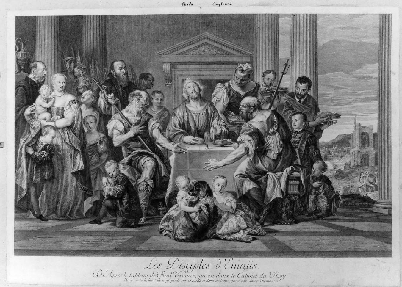 cena in Emmaus (stampa smarginata) di Veronese Paolo, Thomassin Simon (sec. XVIII)