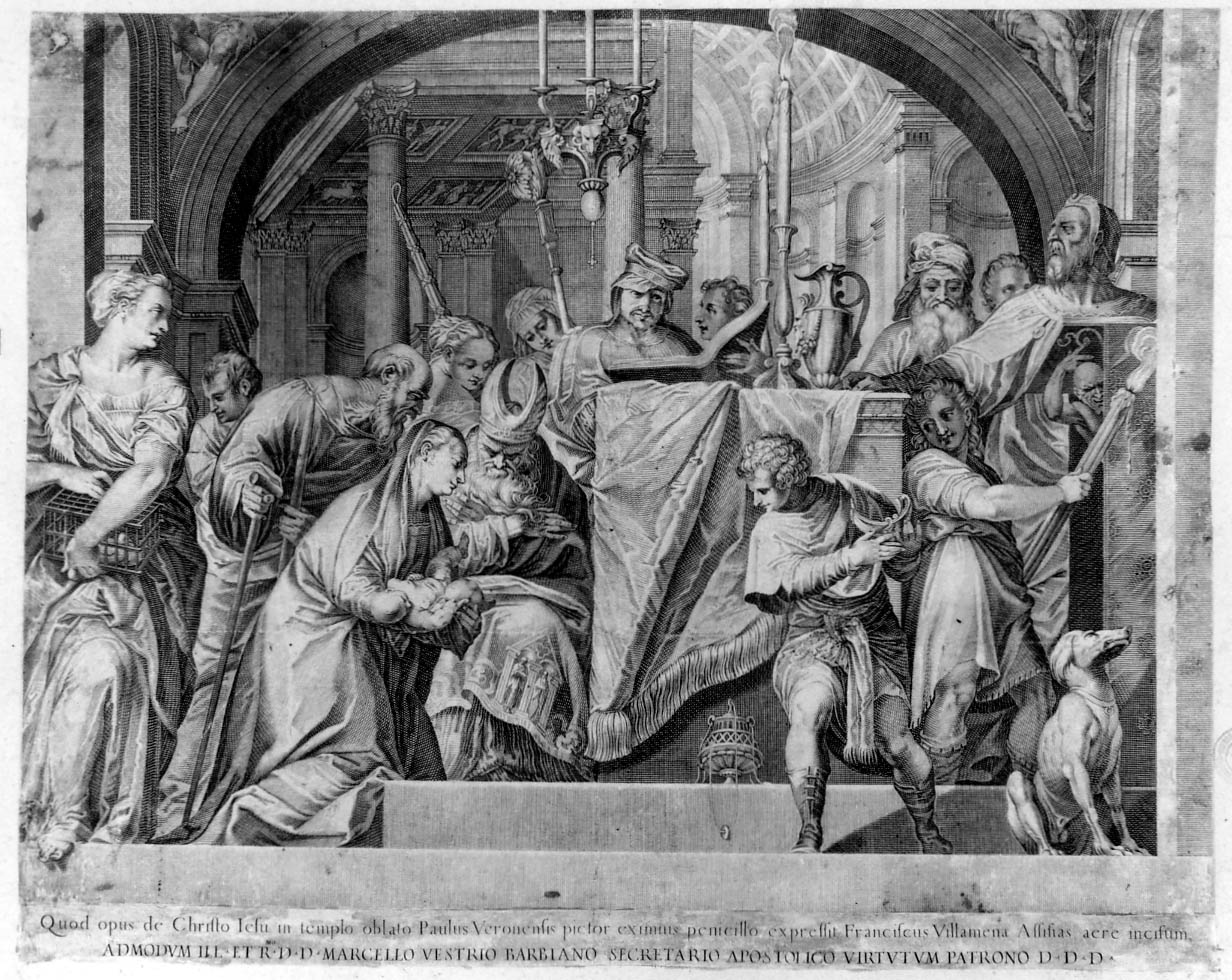 presentazione di Gesù al tempio (stampa smarginata) di Veronese Paolo, Villamena Francesco (sec. XVI)
