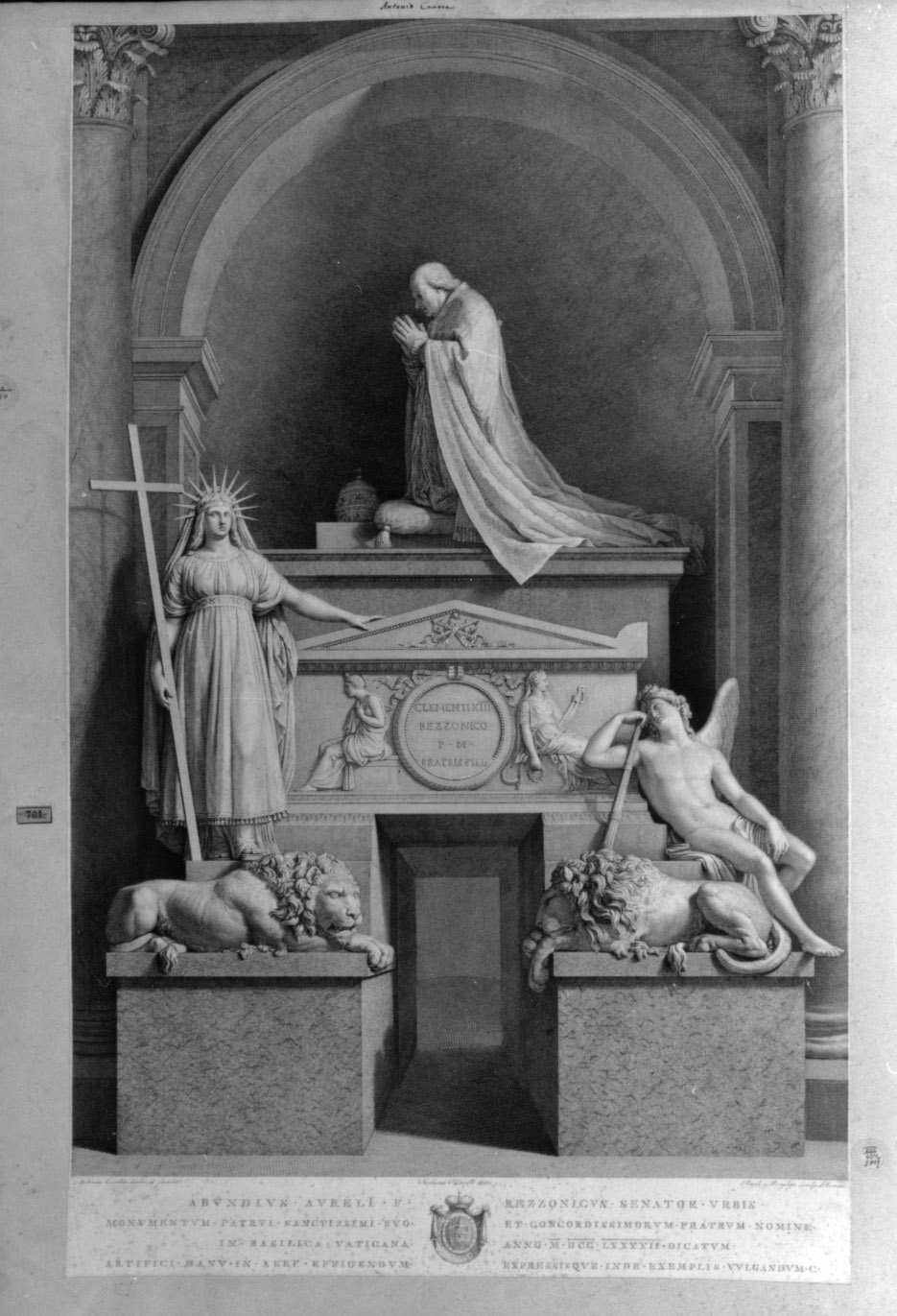 monumento funerario (stampa smarginata) di Canova Antonio, Tofanelli Stefano, Morghen Raffaello (sec. XVIII)