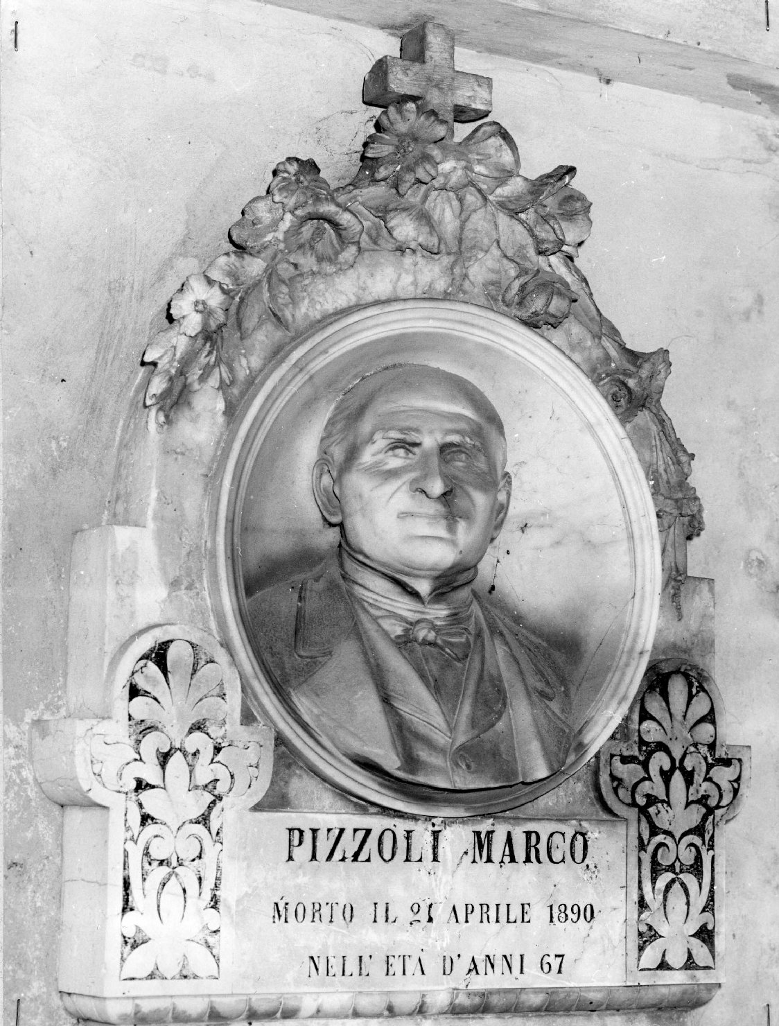 Ritratto di Marco Pizzoli, busto ritratto d'uomo (scultura) - bottega veronese (fine sec. XIX)