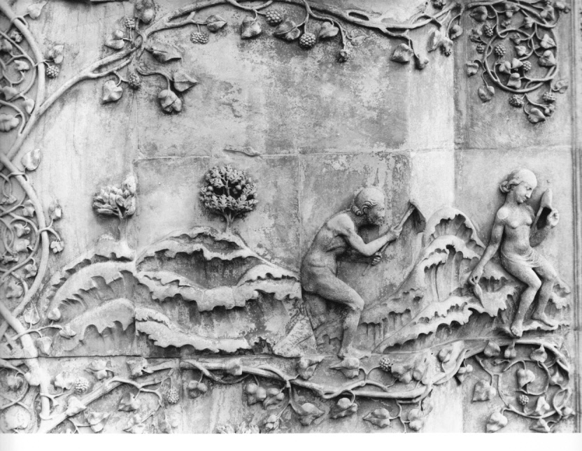 lavoro di Adamo ed Eva (rilievo, elemento d'insieme) di Maitani Lorenzo (bottega) (sec. XIV)