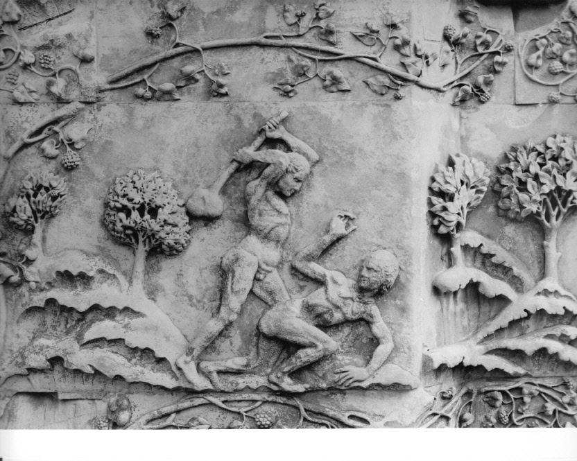 Caino uccide Abele (rilievo, elemento d'insieme) di Maitani Lorenzo (bottega) (sec. XIV)