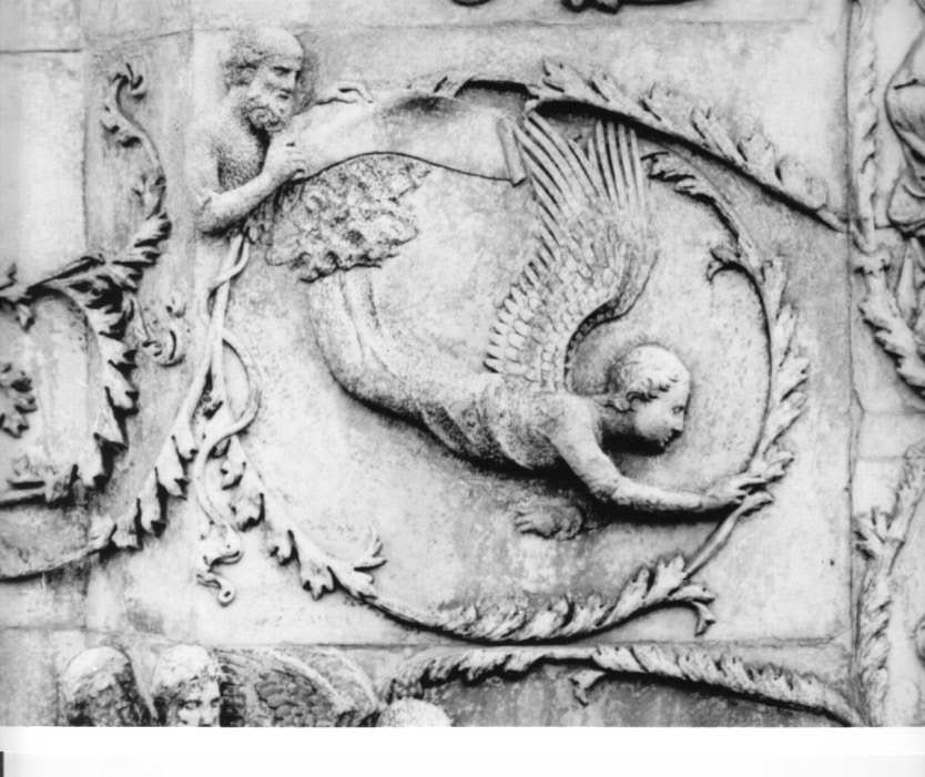 angelo annunciante (rilievo, elemento d'insieme) di Ramo di Paganello (bottega) (sec. XIV)