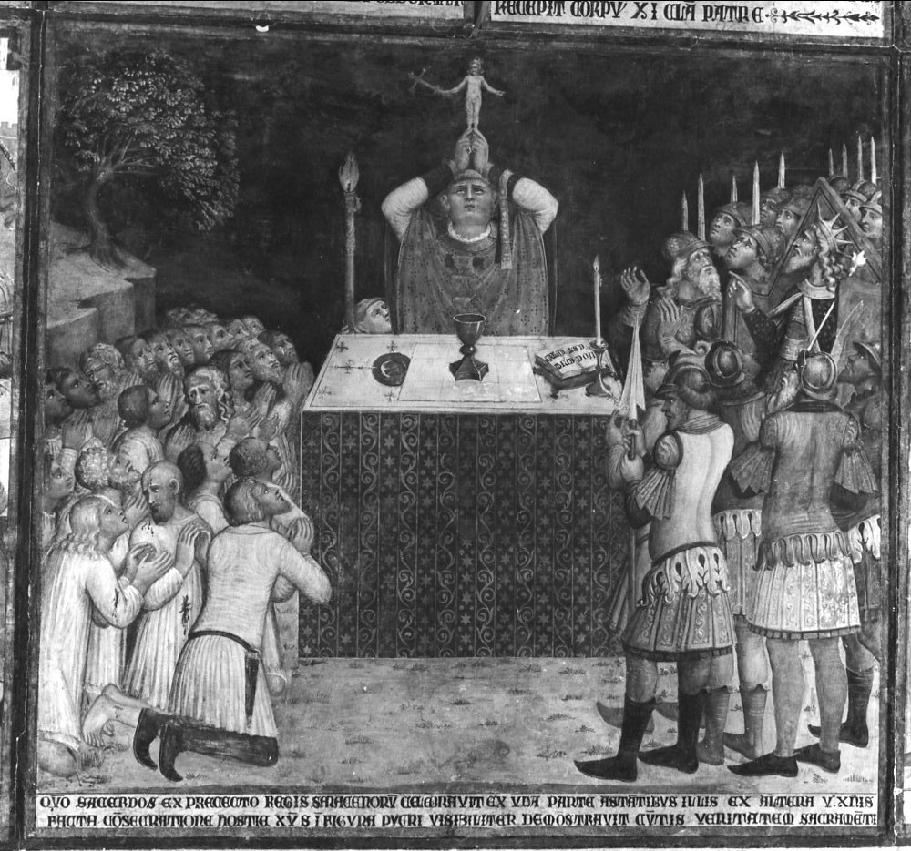 miracolo eucaristico durante una Crociata (dipinto, elemento d'insieme) di Ugolino di Prete Ilario (e aiuti) (sec. XIV)