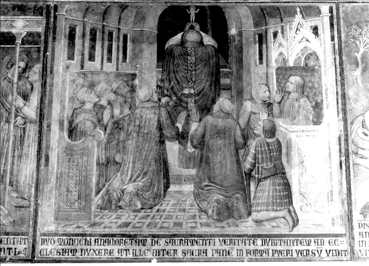 miracolo eucaristico dei due monaci (dipinto, elemento d'insieme) di Ugolino di Prete Ilario (e aiuti) (sec. XIV)