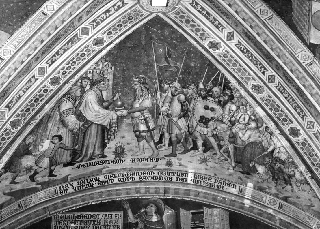 incontro di Abramo e Melchisedek (dipinto, elemento d'insieme) di Ugolino di Prete Ilario (e aiuti) (sec. XIV)
