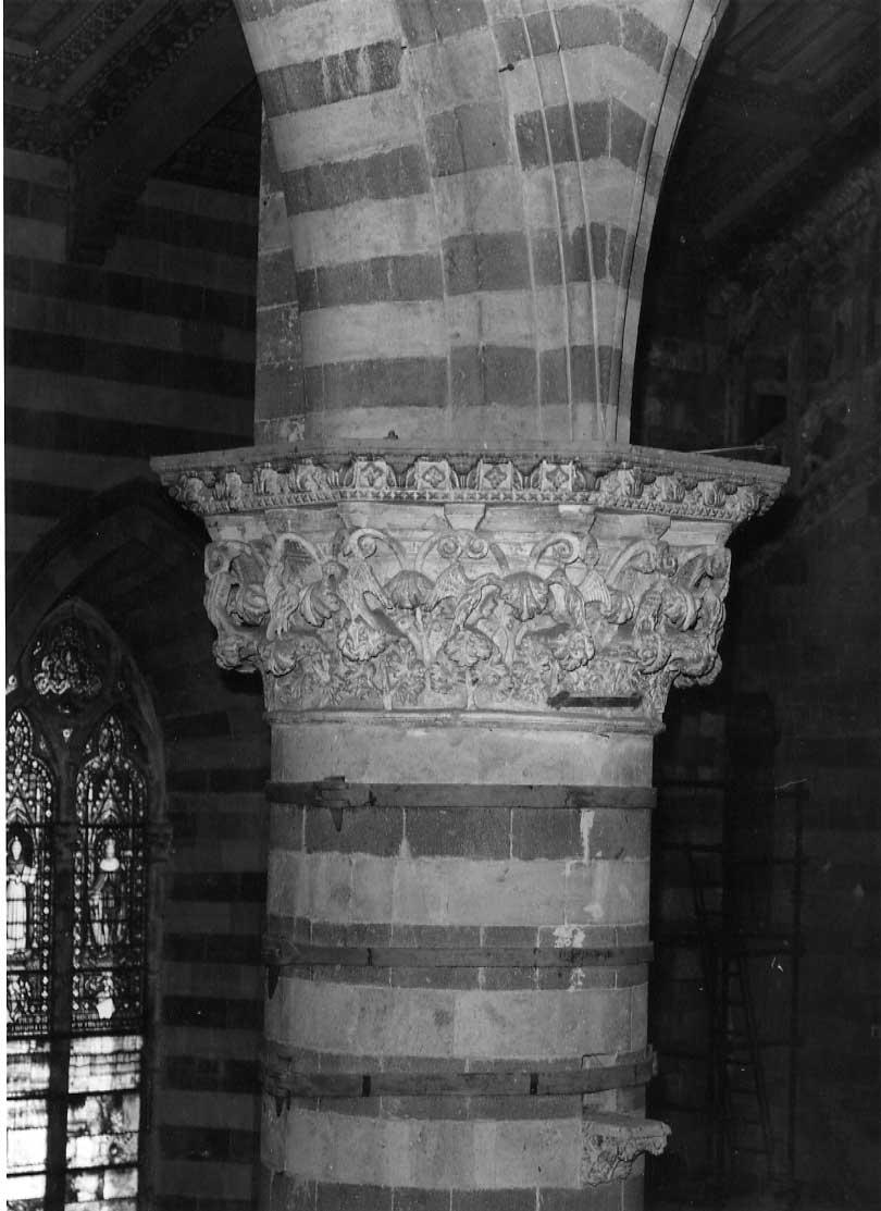 motivi decorativi floreali, motivi decorativi animali (capitello, serie) di Ramo di Paganello (attribuito) (sec. XIV)