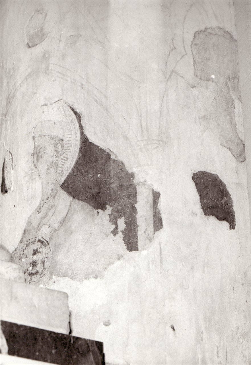 Santo, figura di uomo (lacerto di affresco) di Ignoto (attribuito) (metà/ fine sec. XIV)