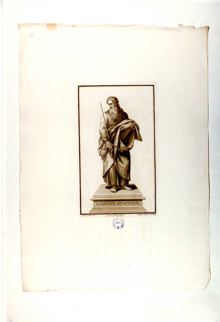 SAN PAOLO APOSTOLO (stampa, serie) di Sanzio Raffaello, Bianchi Secondo, Petrini Giovanni (prima metà sec. XIX)