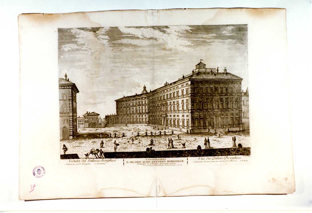 VEDUTA DI PALAZZO BORGHESE (stampa, serie) di Barbault Jean, Freicenet (sec. XVIII)