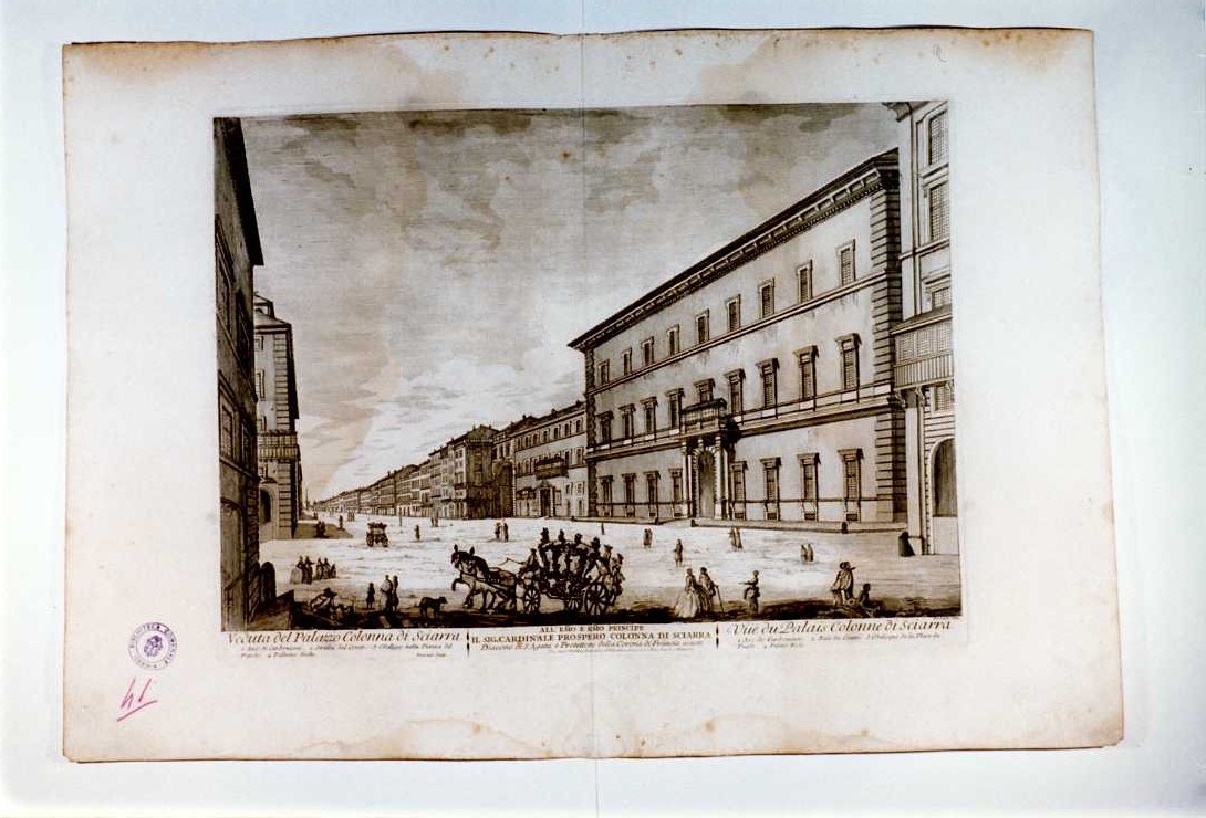 VEDUTA DI PALAZZO COLONNA DI SCIARRA (stampa, serie) di Barbault Jean, Freicenet (sec. XVIII)