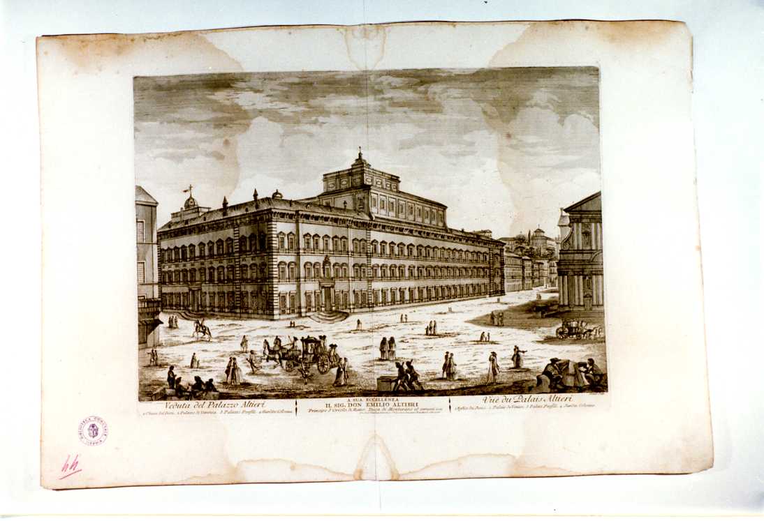 VEDUTA DI PALAZZO ALTIERI (stampa, serie) di Barbault Jean, Giraud Etienne (sec. XVIII)