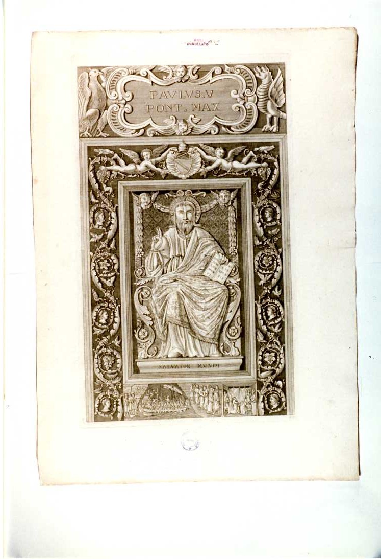 SALVATOR MUNDI, CRISTO BENEDICENTE; STORIA DEL PONTIFICATO DI EUGENIO IV (stampa, serie) di Averlino Antonio detto Filarete, Bianchi Secondo, Bianchi L (sec. XVIII)