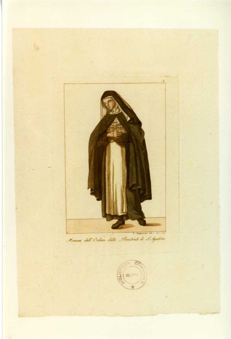 MONACA AGOSTINIANA (stampa colorata a mano, serie) di Capparoni Giuseppe (sec. XIX)