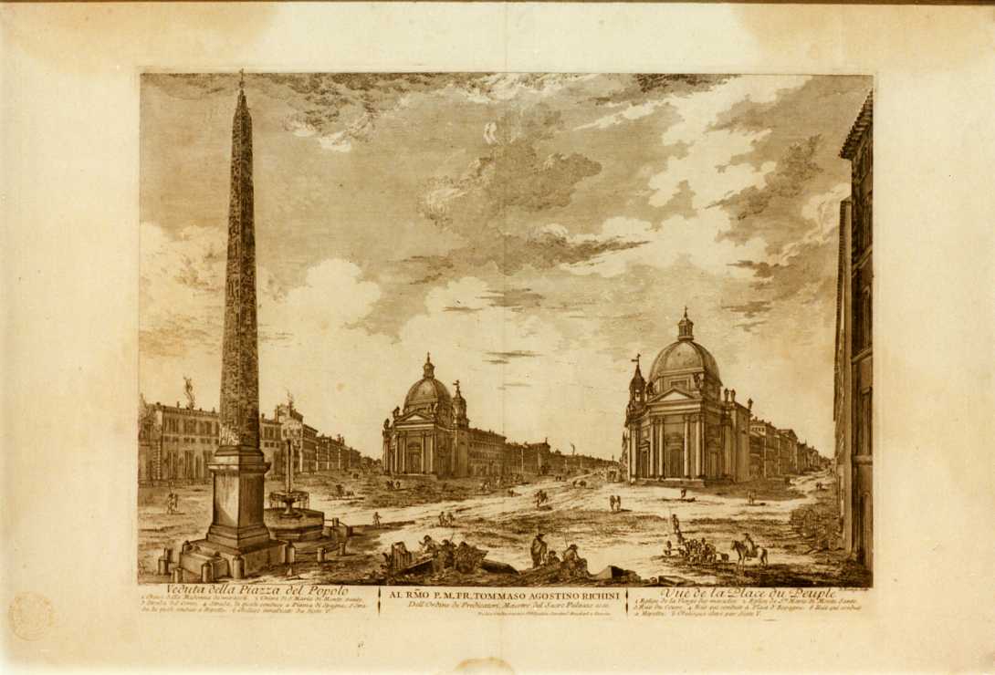 VEDUTA DELLA PIAZZA DEL POPOLO (stampa, serie) di Barbault Jean, Montegu D (sec. XVIII)