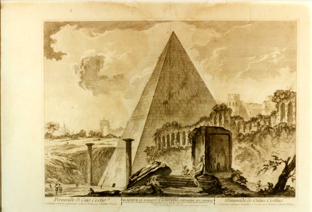 PIRAMIDE DI CAIO CESTIO (stampa, serie) di Barbault Jean, Montaign D (sec. XVIII)