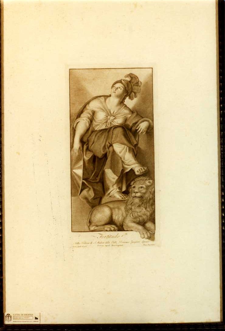 ALLEGORIA DELLA FORTEZZA (stampa, serie) di Zampieri Domenico detto Domenichino, Pozzi Francesco, Cecchi Francesco (seconda metà sec. XVIII)