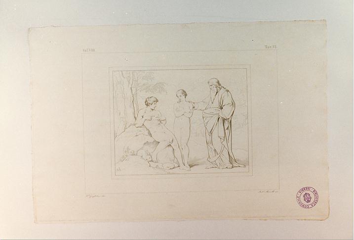 CREAZIONE DI EVA (stampa tagliata, serie) di Sanzio Raffaello, Mannelli Antonio, Guglielmi Paolo (sec. XIX)