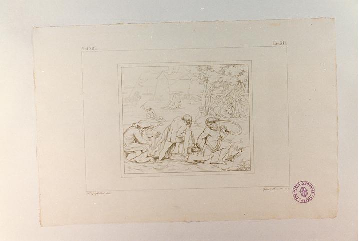 DILUVIO UNIVERSALE (stampa tagliata, serie) di Sanzio Raffaello, Ferretti Giuseppe, Guglielmi Paolo (sec. XIX)