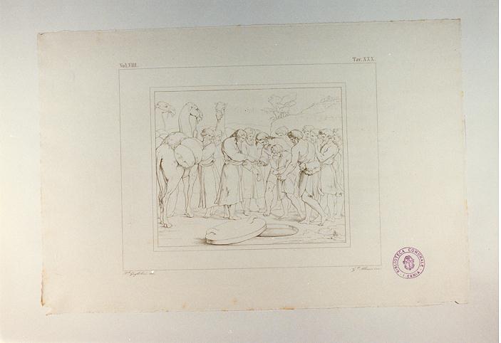 GIUSEPPE VENDUTO DAI FRATELLI (stampa tagliata, serie) di Sanzio Raffaello, Albani G, Guglielmi Paolo (sec. XIX)