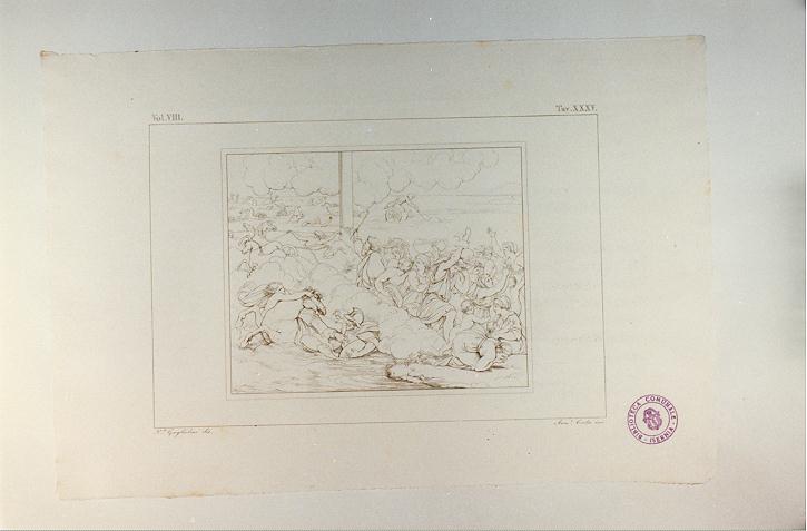 IL FARAONE INGHIOTTITO DAL MAR ROSSO (stampa tagliata, serie) di Sanzio Raffaello, Costa Annibale, Guglielmi Paolo (sec. XIX)