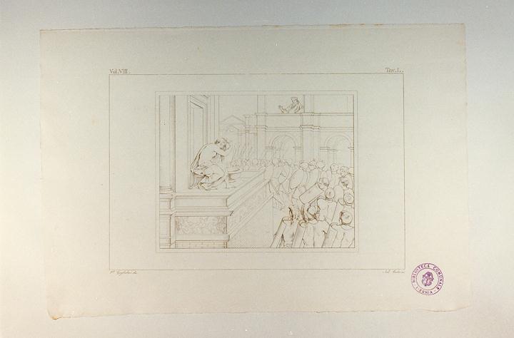 DAVIDE E BETSABEA (stampa tagliata, serie) di Sanzio Raffaello, Costa Annibale, Guglielmi Paolo (sec. XIX)