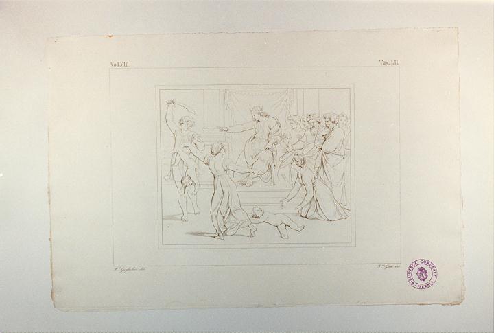 GIUDIZIO DI SALOMONE (stampa tagliata, serie) di Sanzio Raffaello, Gatti Pietro, Guglielmi Paolo (sec. XIX)