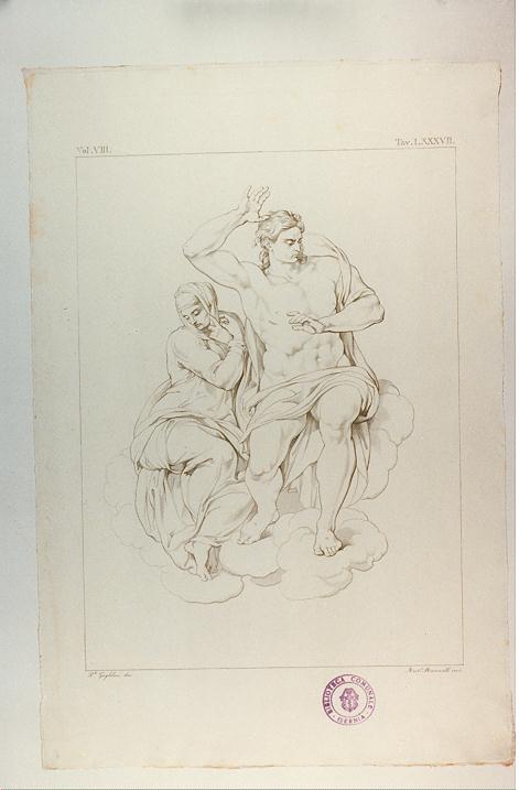 CRISTO GIUDICE (stampa tagliata, serie) di Buonarroti Michelangelo, Mannelli Antonio, Guglielmi Paolo (sec. XIX)